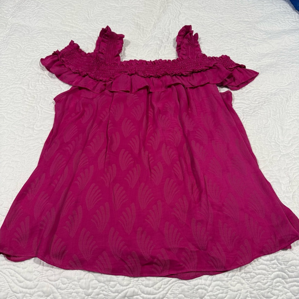 Anthropologie Pink Ruffled Blouse
